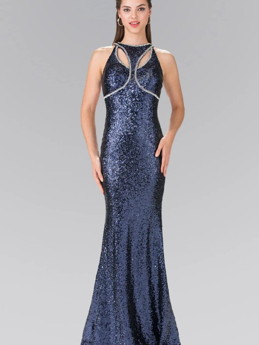 NEW NAVY Sequin Evening Gown Floor Length Embellished GL2217